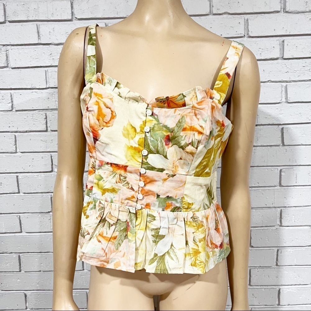 Anthropologie Women’s Maeve Floral Peplum Tank